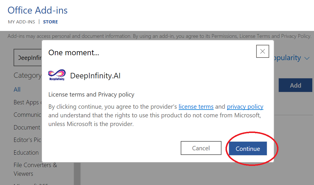 Click on continue